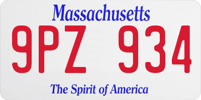 MA license plate 9PZ934