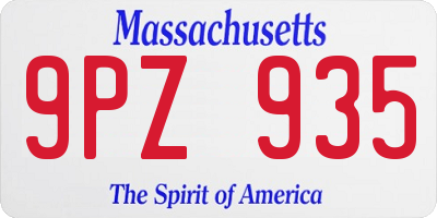 MA license plate 9PZ935