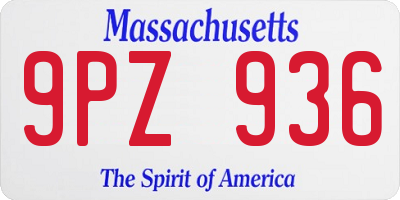 MA license plate 9PZ936