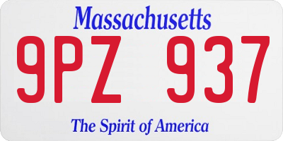 MA license plate 9PZ937