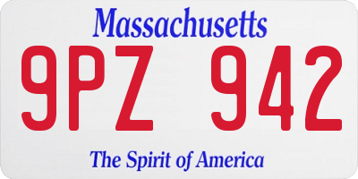 MA license plate 9PZ942
