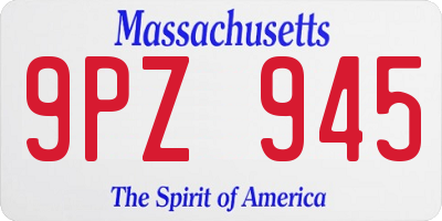 MA license plate 9PZ945