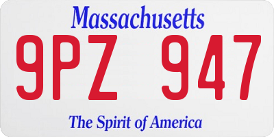 MA license plate 9PZ947