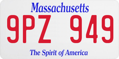 MA license plate 9PZ949