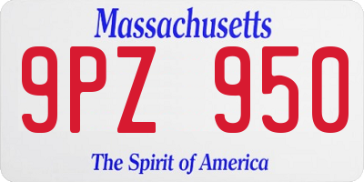 MA license plate 9PZ950