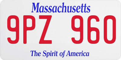 MA license plate 9PZ960