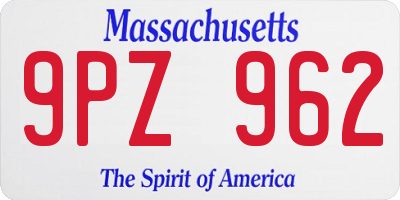 MA license plate 9PZ962