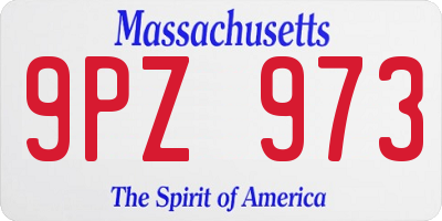 MA license plate 9PZ973