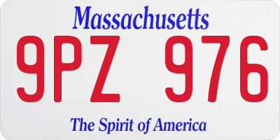 MA license plate 9PZ976
