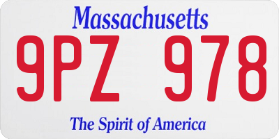 MA license plate 9PZ978