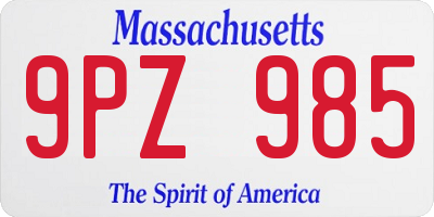MA license plate 9PZ985