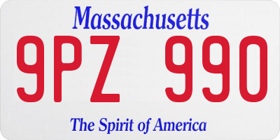 MA license plate 9PZ990