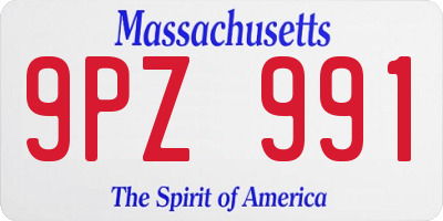 MA license plate 9PZ991