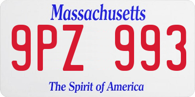 MA license plate 9PZ993