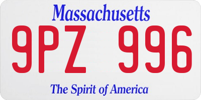 MA license plate 9PZ996