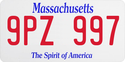 MA license plate 9PZ997