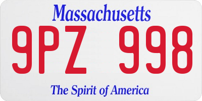 MA license plate 9PZ998