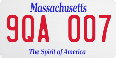 MA license plate 9QA007