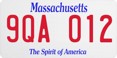 MA license plate 9QA012
