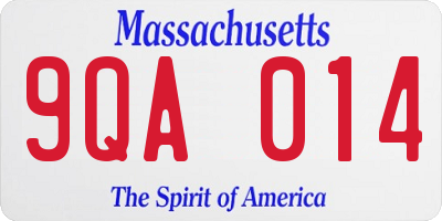 MA license plate 9QA014