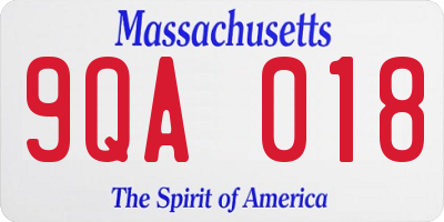 MA license plate 9QA018