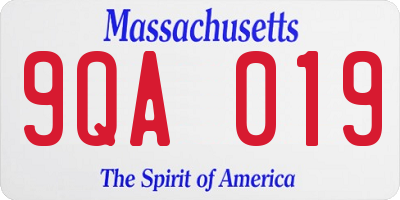 MA license plate 9QA019
