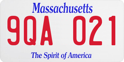 MA license plate 9QA021
