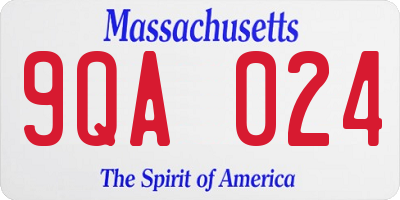 MA license plate 9QA024