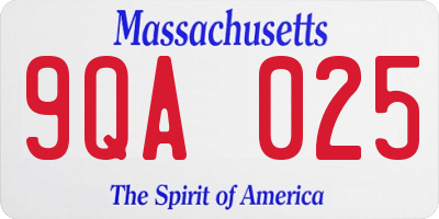 MA license plate 9QA025