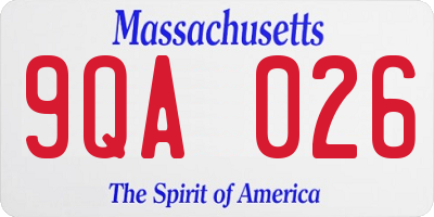 MA license plate 9QA026