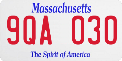 MA license plate 9QA030