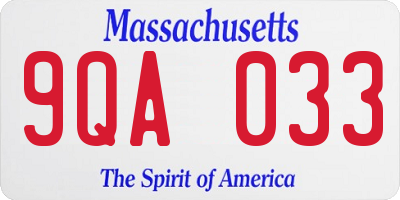 MA license plate 9QA033