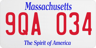 MA license plate 9QA034