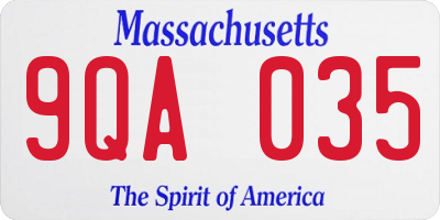 MA license plate 9QA035