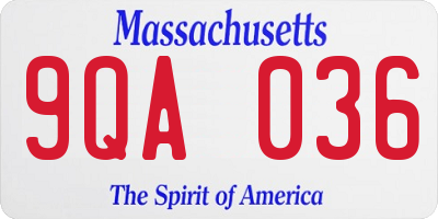 MA license plate 9QA036