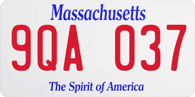 MA license plate 9QA037