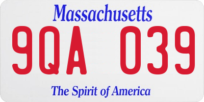 MA license plate 9QA039