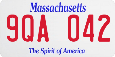 MA license plate 9QA042