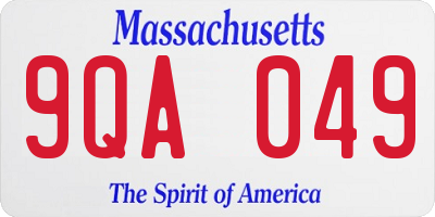 MA license plate 9QA049