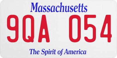 MA license plate 9QA054