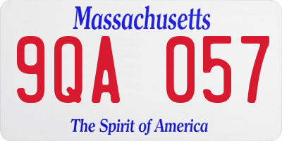 MA license plate 9QA057
