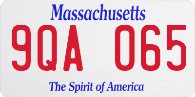 MA license plate 9QA065