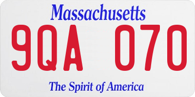 MA license plate 9QA070