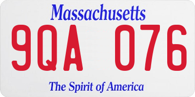 MA license plate 9QA076