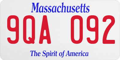 MA license plate 9QA092