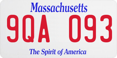 MA license plate 9QA093