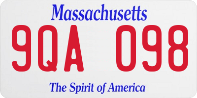 MA license plate 9QA098