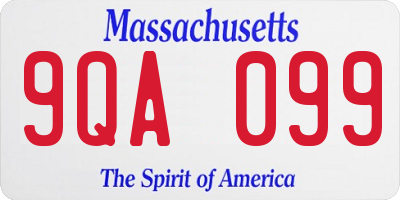 MA license plate 9QA099