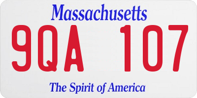 MA license plate 9QA107