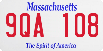 MA license plate 9QA108